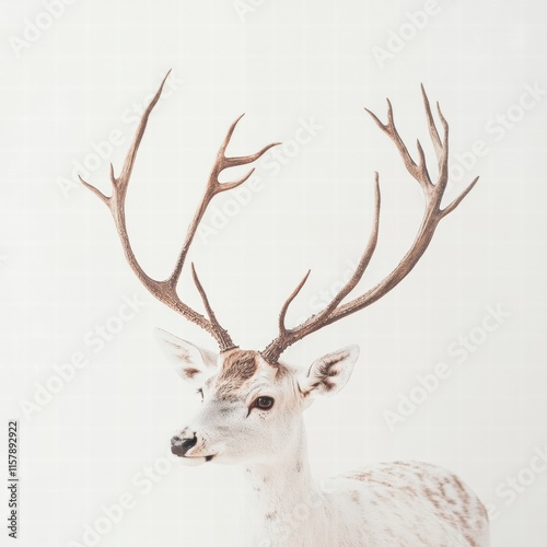 Elegant deer with majestic branching antlers in a serene environment with available space for design elements. Generative AI photo