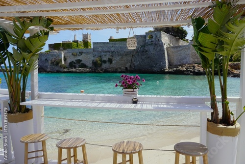 Fototapeta Naklejka Na Ścianę i Meble -  Stunning beach club and restaurant on a beach in Puglia, Italy 