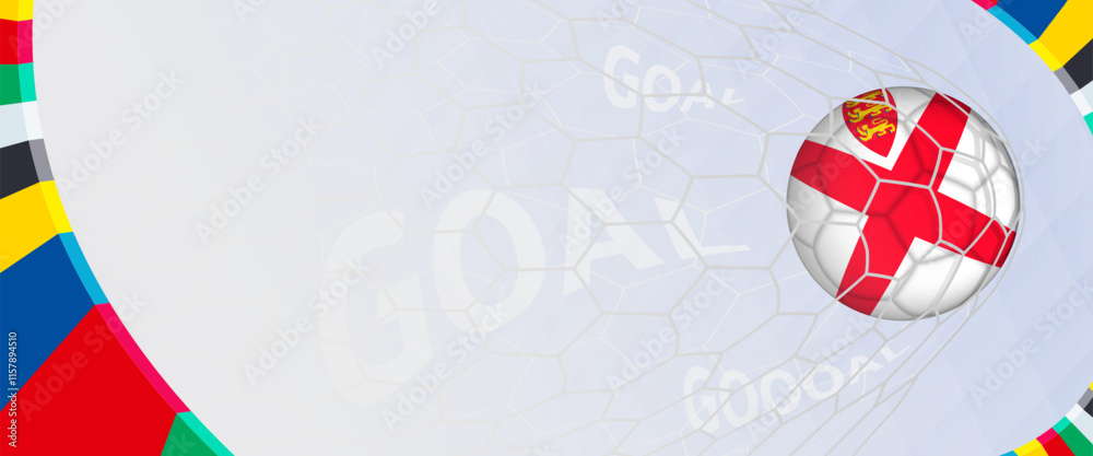 Naklejka premium Celebration Goal for Jersey football team in colorful design. Perfect for illustrating soccer success, international football tournaments, and sports-themed promotions.