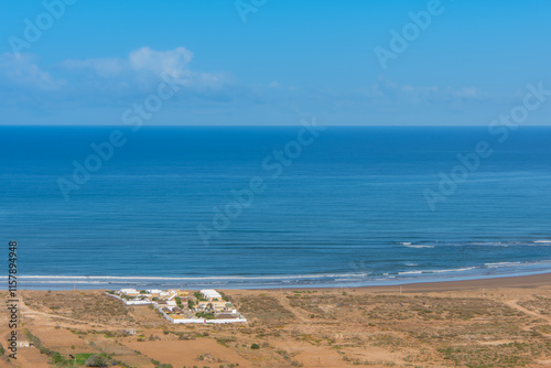 Seaside landscape of the Moroccan countryside seen from along the road in the Safi region
