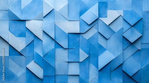 Stunningly Textured Blue Geometric Abstract Digital Painting. AI Generated