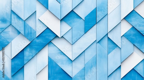 Stunning Digital Illustration  Abstract Geometric Pattern in Cool Blue Tones. AI Generated
