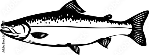 Salmon icon isolated on white background. Design element for logo, label, emblem, sign, banner, poster. Vector illustration