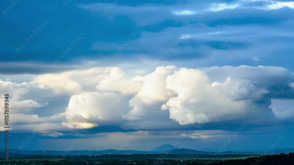 Fast movement of white clouds over a beautiful landscape Fast movement of white clouds over a beautiful landscape