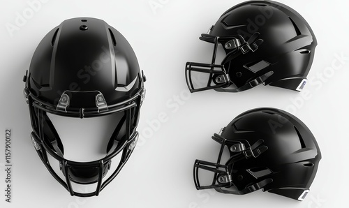Blank black American football helmet mockup, different perspectives photo