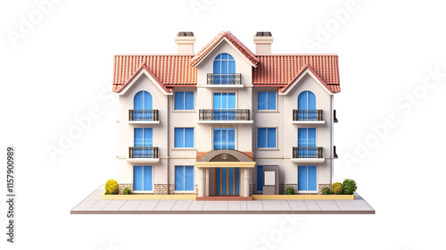 Hotel Isolated on White Background - Accommodation Service