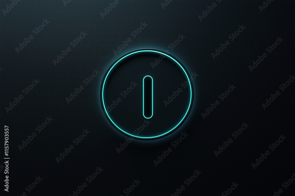 Neon power icon glowing on a dark background. technology and energy Neon power icon glowing on a dark background. technology and energy