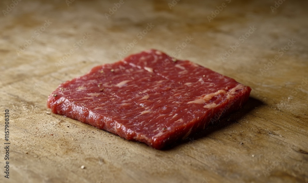 Raw meat on a beige wooden surface Raw meat on a beige wooden surface