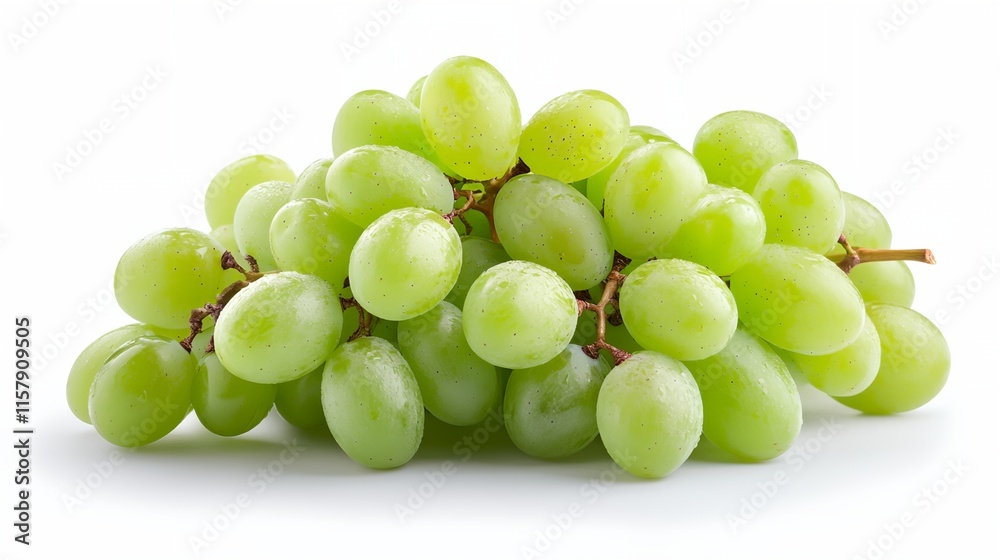 Bunch of green grapes on a white background. The grapes are in a pile Bunch of green grapes on a white background. The grapes are in a pile