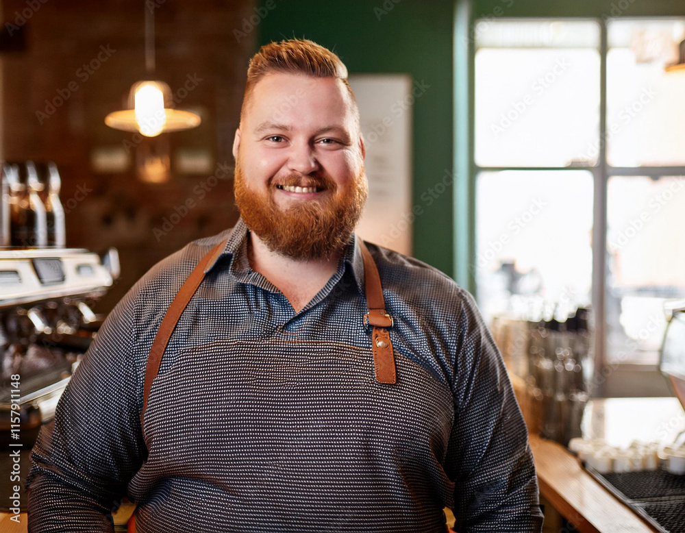 Obraz premium Portrait of a man barista in a cafe