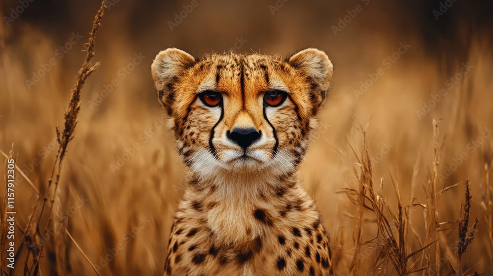 Obraz premium Wildlife Cheetah Portrait in Urban Golden Hour Light