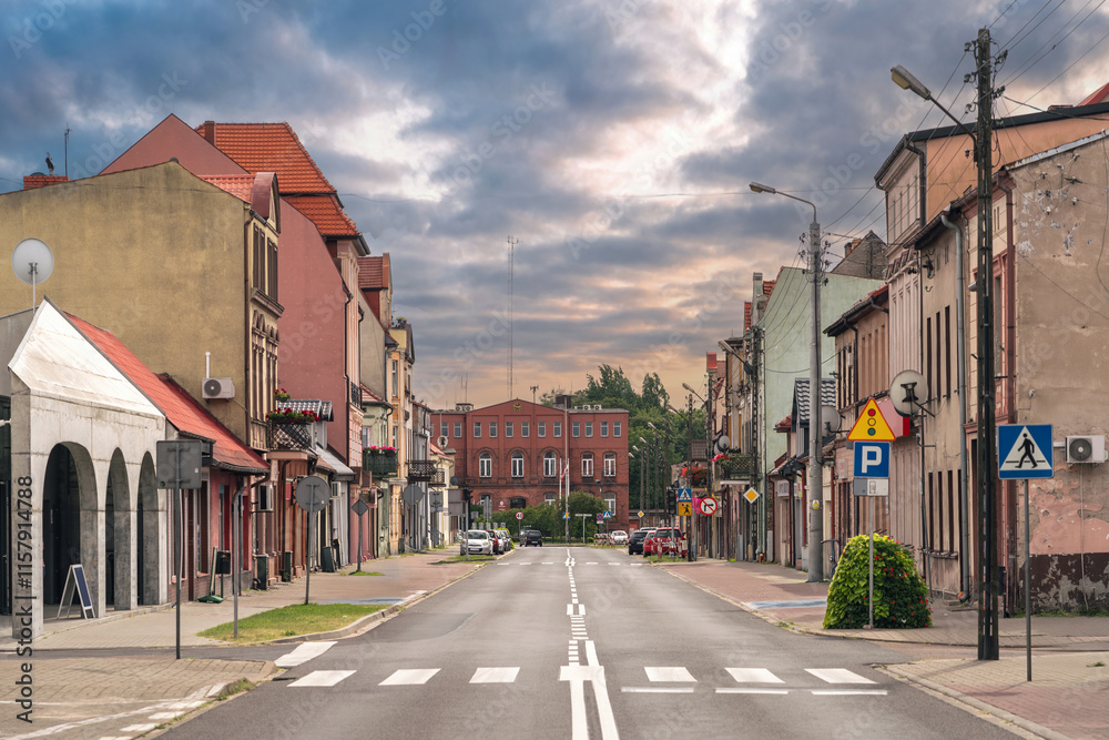 Summer cityscape of Wieleń, Wielkopolska, Poland