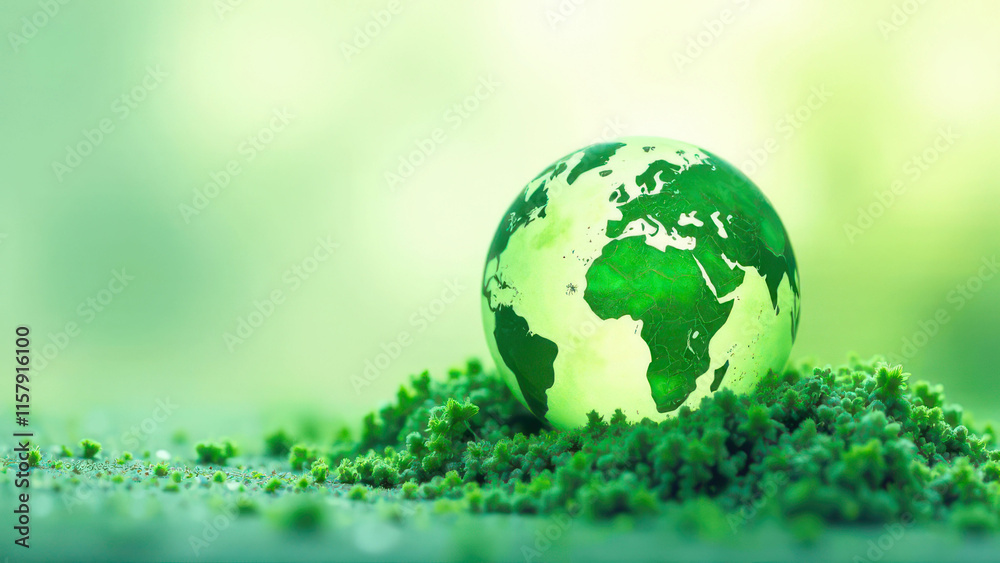 Green earth surrounded by plants symbolizing ecology and environmental conservation Green earth surrounded by plants symbolizing ecology and environmental conservation