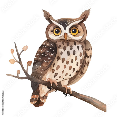 A striking image of an owl perched on a branch at night, capturing its mysterious presence in the moonlight.

