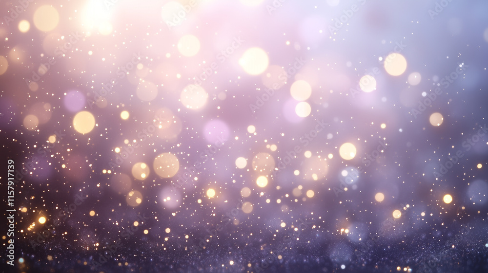 Obraz premium Magical Bokeh Background with Soft Golden and Purple Glowing Orbs, Powerpoint presentation, web banners design