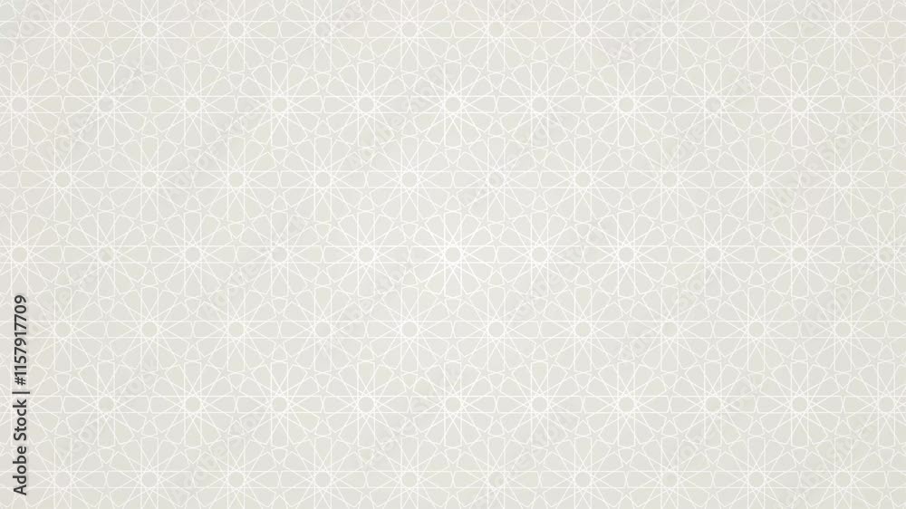 Looping Animtion Of Simple Soft White Neutral Contemporary Clean White Horizontal Background Featuring Subtle Geometric Star Rosette Like Motifs