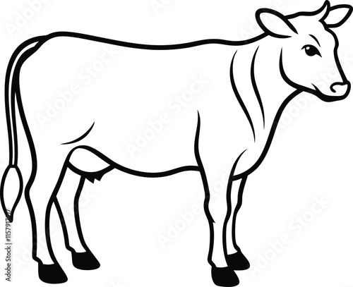 Cow Silhouette icon illustration Vector White Background. Dairy cattle or dairy cow icon