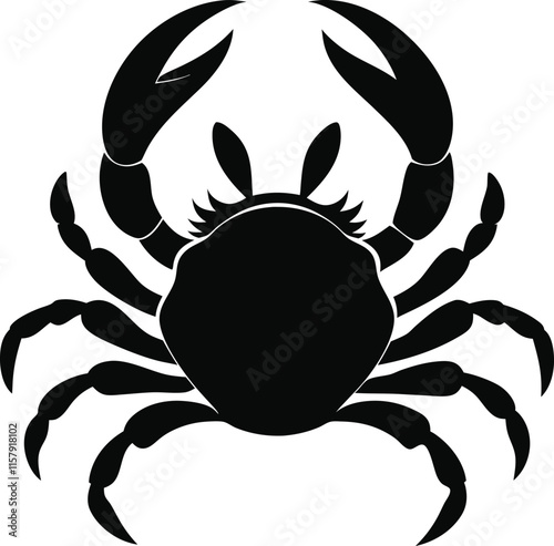 Crab Silhouette Vector isolated on a white background, Sea Crab black Silhouette