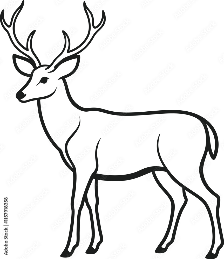 Deer Vector Illustration Black and White Silhouettes. Deer Vector Illustration Black and White Silhouettes.