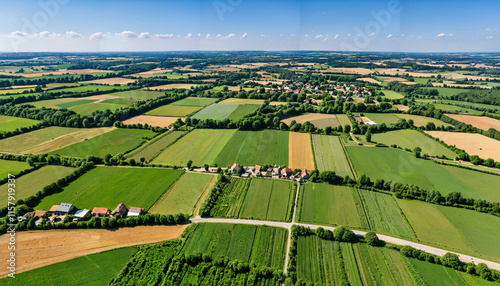 Paysage Aérien de la Campagne Verdoyante
