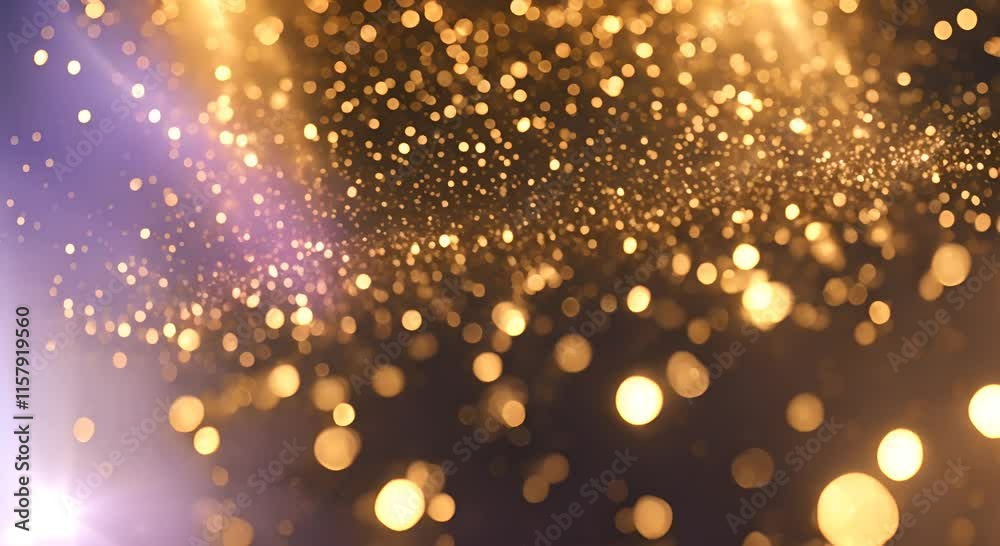 Abstract motion background shining gold particles Gold glitter background with sparkle shine light confetti Shimmering Glittering Particles With Bokeh Seamless loop video 3d animation 4K