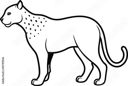 Jaguar outline and symbols. Dark level variety basic exquisite white foundation Leopard animal vector and silhouette