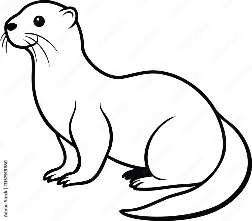 Vector Illustration of Sea Otter Silhouette. Vector of Asian Otter, Aonyx cinerea or Oriental Small-clawed Otter on whiet background. Vector Illustration of Sea Otter Silhouette. Vector of Asian Otter, Aonyx cinerea or Oriental Small-clawed Otter on whiet background.