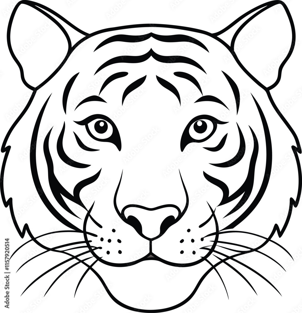 Tiger heads black and white vector. line art shapes of tigers illustration. Tiger heads black and white vector. line art shapes of tigers illustration.