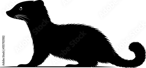 Silhouette of a mongoose isolated on a white background.