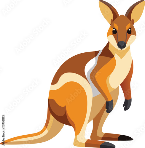Wallaby Illustration on White Background