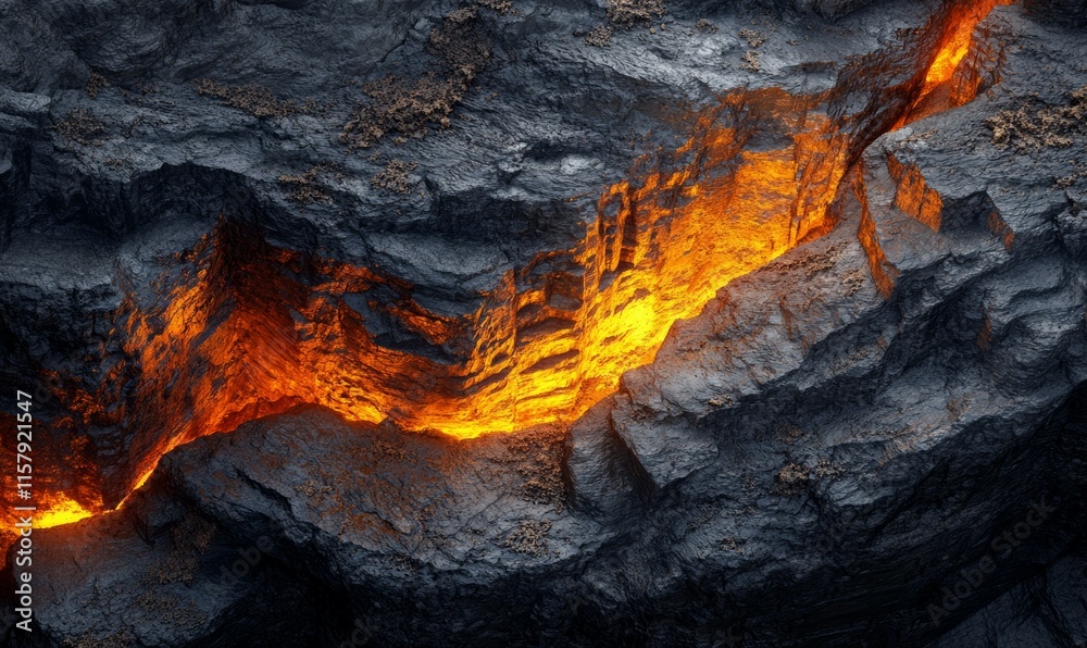 Rocky canyon with layers of sedimentary rock illuminated by soft orange light during golden hour. Rocky canyon with layers of sedimentary rock illuminated by soft orange light during golden hour.