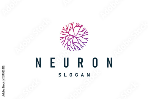 Neuron Logo, Neuron Nerve or Seaweed Vector Abstract Molecule Design, Template Illustration