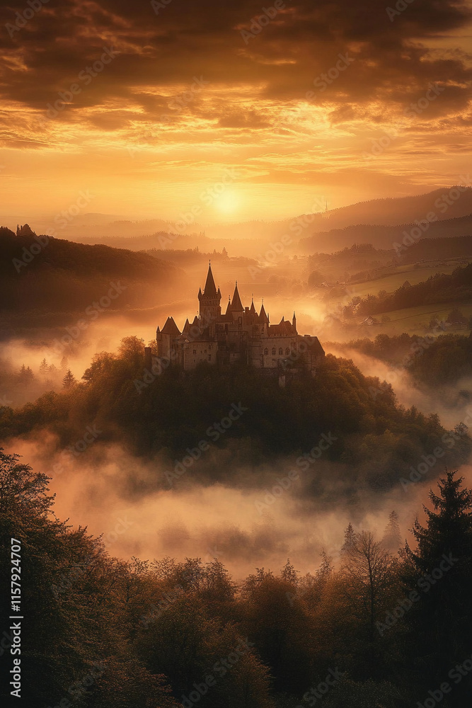 Fototapeta premium sunset over archaeological site