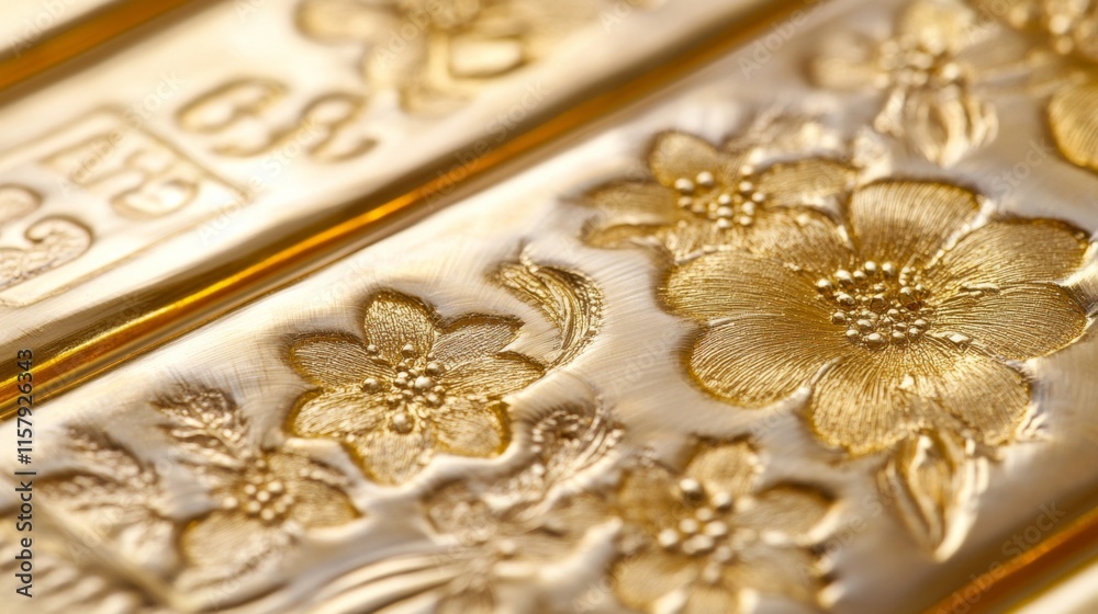 Obraz premium Intricate Gold Bullion Bar with Fine Engravings