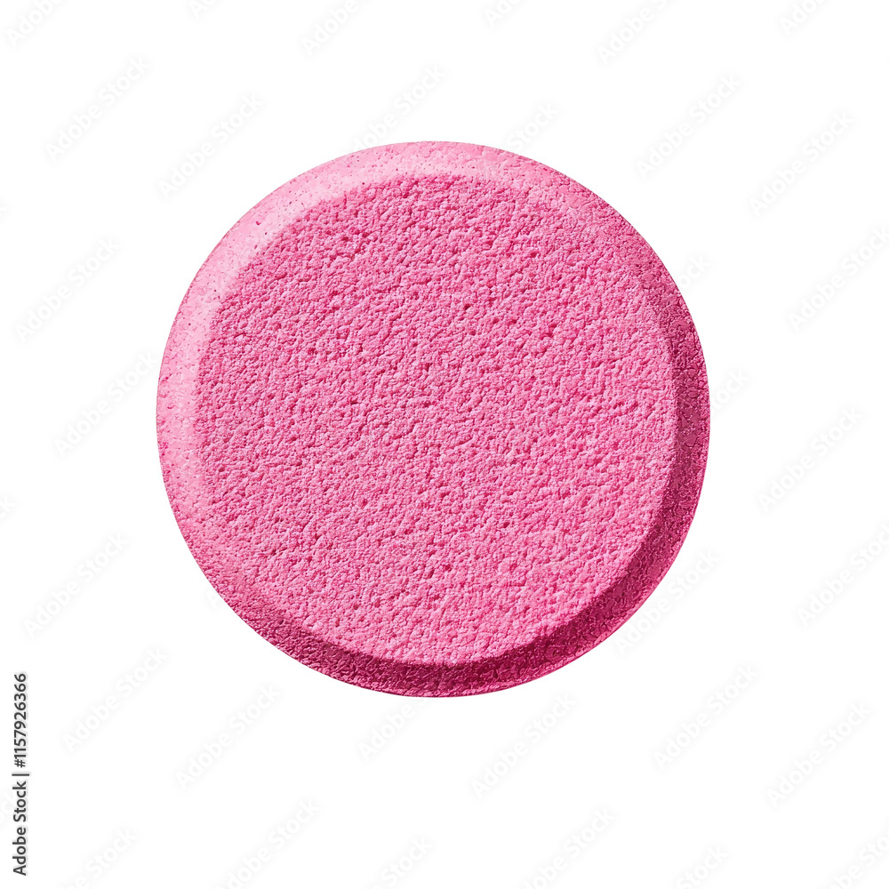Pink Round Tablet on White Background Pink Round Tablet on White Background