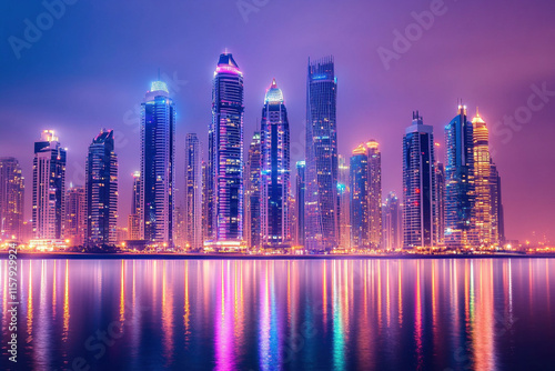 city skyline at night