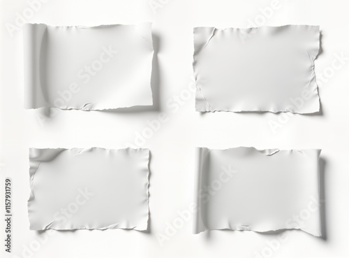 Wallpaper Mural Set of white ripped paper pieces isolated on transparent background. Different shapes, sizes. Ripped edges, crumpled textures. Versatile for various design projects. Perfect for graphic design Torontodigital.ca