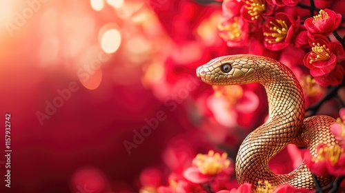 Obraz na płótnie Generative AI of Snake Portrait with Bokeh Background for Lunar New Year Greetings, Oriental Celebration Themes, and Festival Marketing Content w salonie