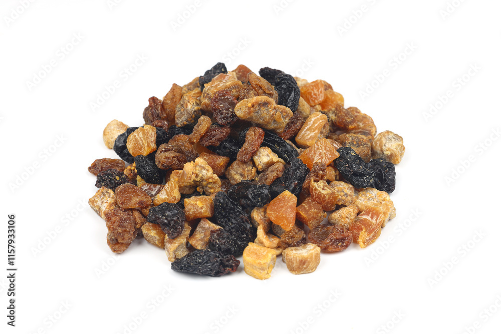 Mix of nuts and dried fruits isolated on a white background. Mix of nuts and dried fruits isolated on a white background.