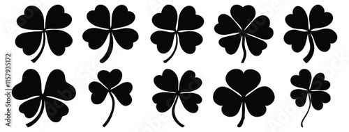 Clover silhouette set vector design big pack of shamrock illustration and icon photo