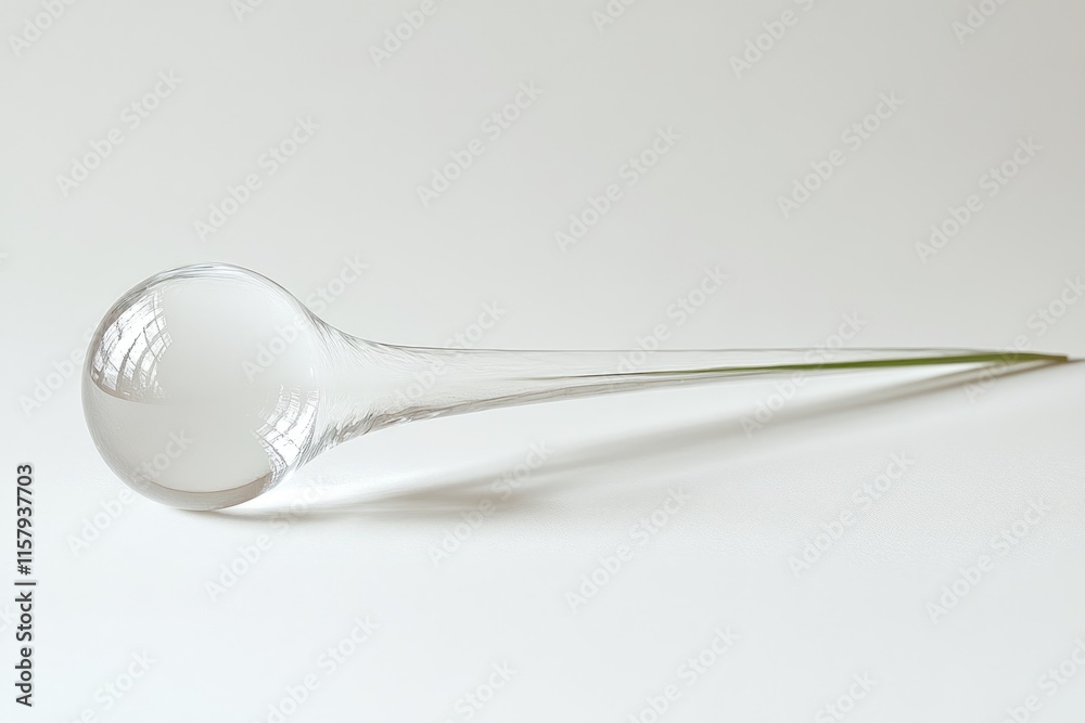 A long, slender glass object with a rounded end, possibly a decorative piece or scientific instrument. A long, slender glass object with a rounded end, possibly a decorative piece or scientific instrument.