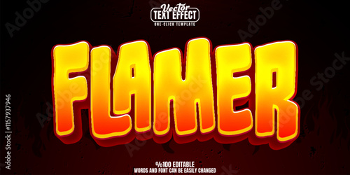 Flame editable text effect, customizable fire and burn 3d font style