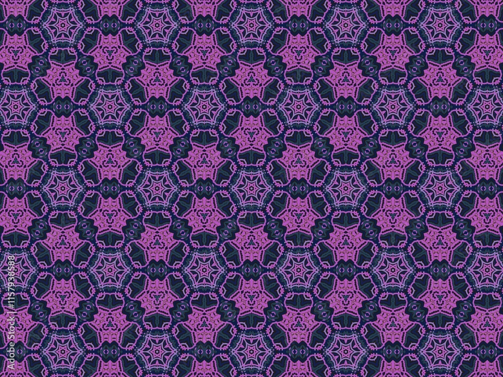 Intricate purple and dark teal geometric pattern, ideal for fashion, textile, or web design. Intricate purple and dark teal geometric pattern, ideal for fashion, textile, or web design.