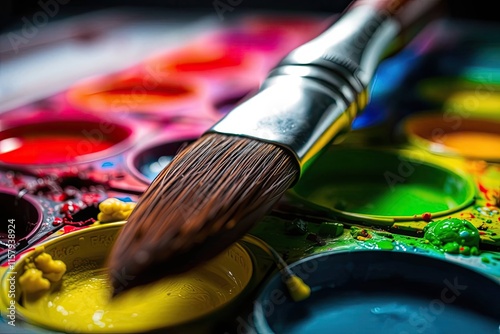 Paintbrush and Watercolor Macro