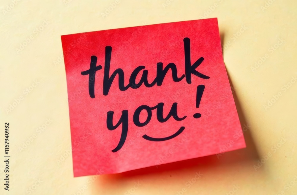 Expressing gratitude with a handwritten note on a colorful sticky note Expressing gratitude with a handwritten note on a colorful sticky note