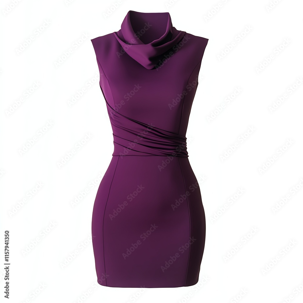 Elegant purple dress with a stylish cowl neckline, perfect for evening occasions. Elegant purple dress with a stylish cowl neckline, perfect for evening occasions.