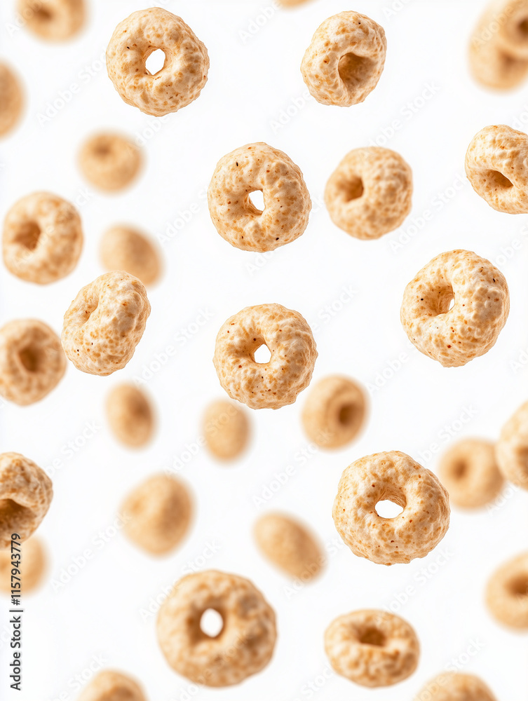 floating cheerios isolated on white background floating cheerios isolated on white background