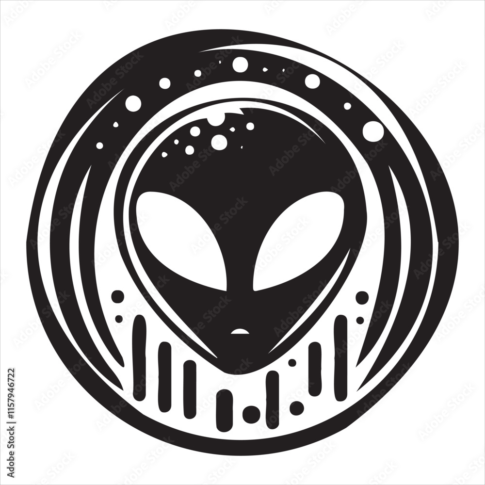 A playful alien icon with a modern and minimalistic design, featuring a unique extraterrestrial face. Perfect for sci-fi themes, gaming, technology projects, and creative branding. A playful alien icon with a modern and minimalistic design, featuring a unique extraterrestrial face. Perfect for sci-fi themes, gaming, technology projects, and creative branding.