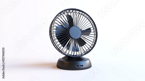 Portable electric fan with sleek design, isolated on a white background. photo