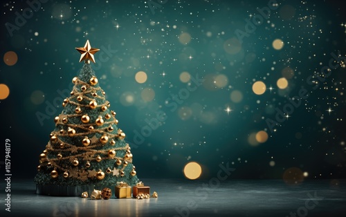 Obraz na płótnie Generative AI of Illuminated Christmas Tree with Copy Space for Holiday Marketing Materials, Christmas Season Greetings, and Winter Campaign Designs w salonie